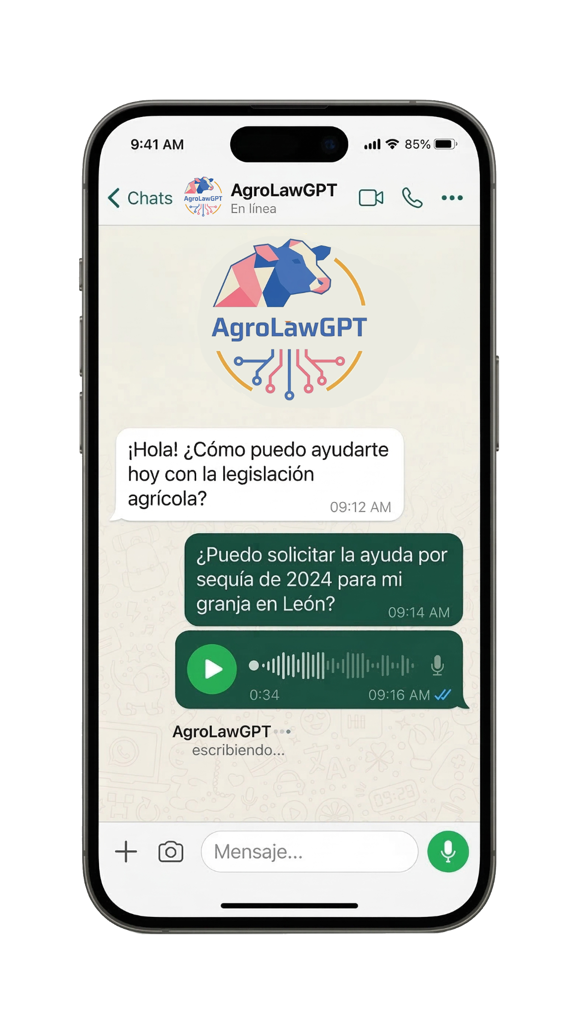 AgroLawGPT 的 WhatsApp 语音入口演示设计